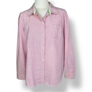 4/$20 Old Navy Pink and White Striped Tee with Contrast Trim